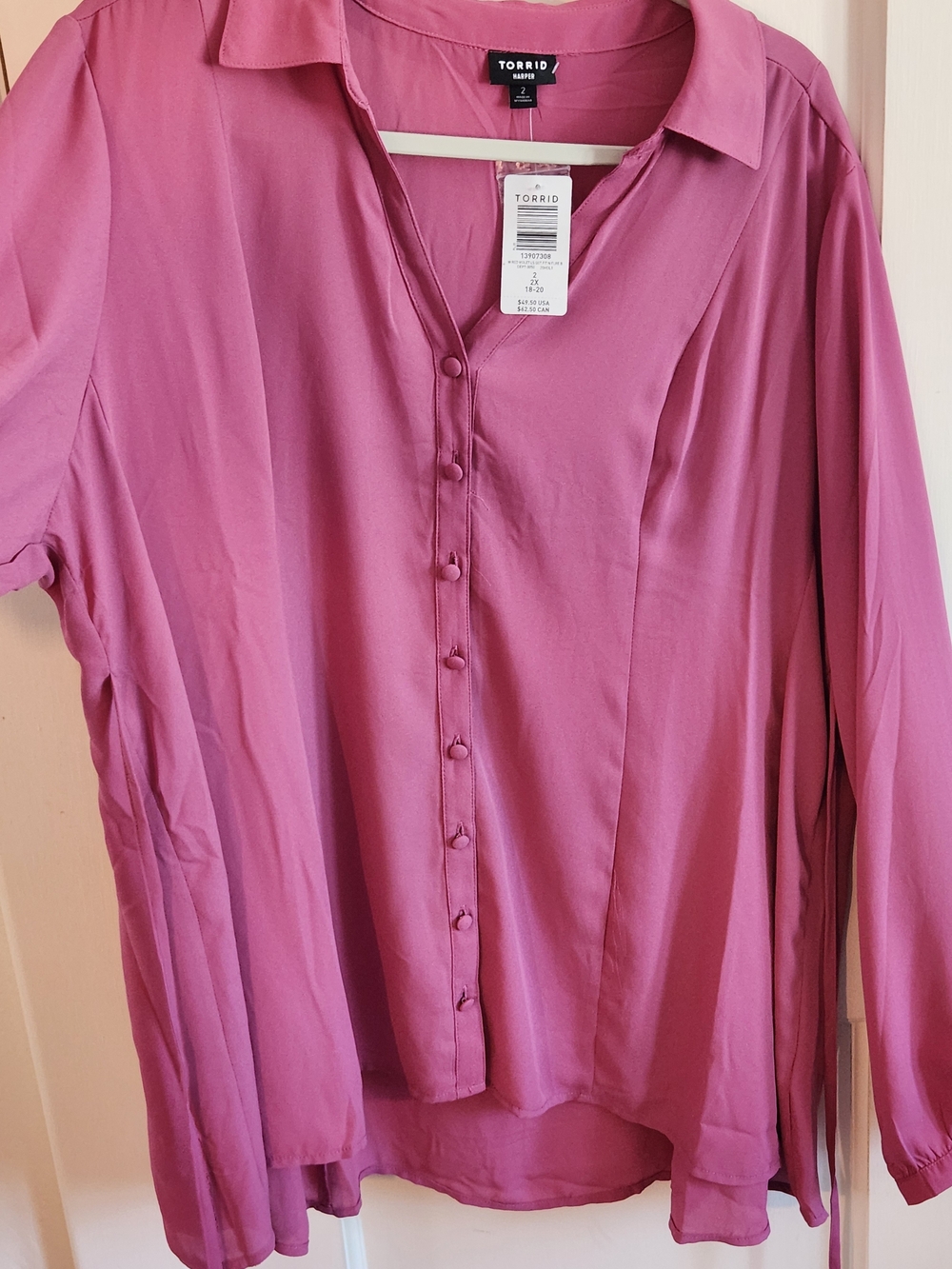 torrid Mauve-Pink Button Front V-Neck Blouse